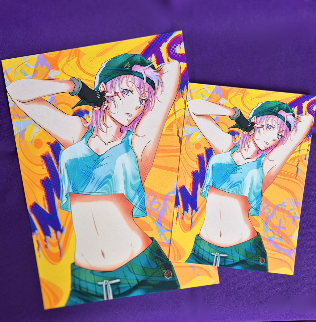 Neon Sakura - Original Charakter, Kunstdruck