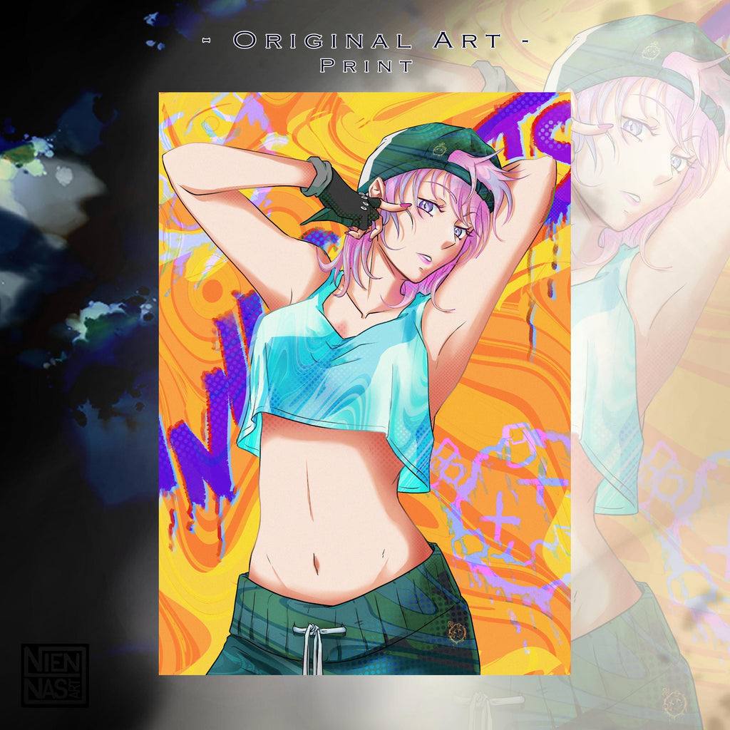 Neon Sakura - Original Charakter, Kunstdruck